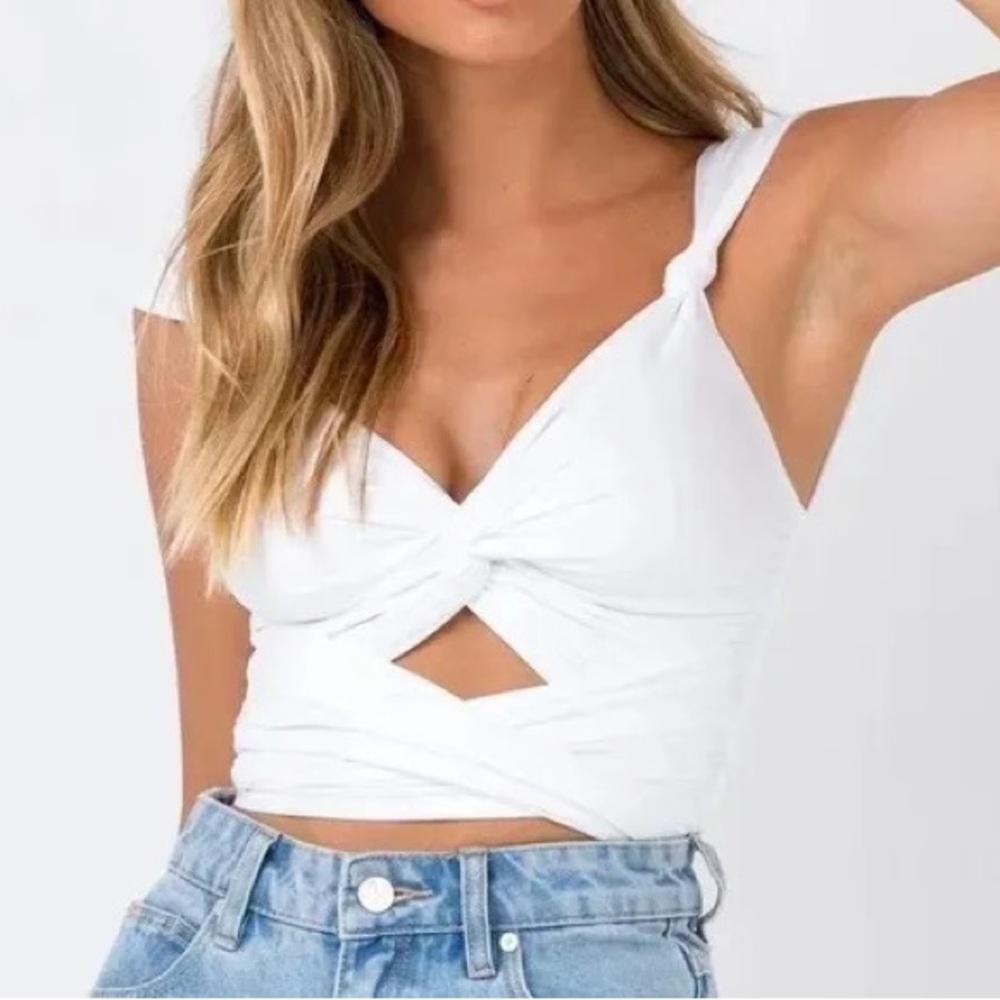 Princess Polly Lioness White Wrap Crop Top